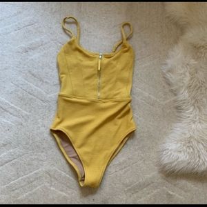 H&M Mustard Bodysuit with Zipper